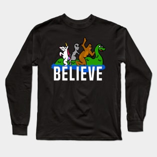 Mythical Creatures Riding Loch Ness Monster Long Sleeve T-Shirt